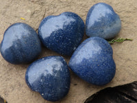 Polished Mini Jewellery Sized Lazulite Hearts  - Sold per 12 pc - From Tulear, Madagascar - TopRock