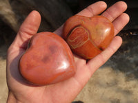 Polished Polychrome Jasper Hearts  x 12 From Madagascar