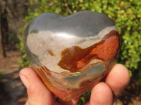 Polished Polychrome Jasper Hearts  x 12 From Madagascar