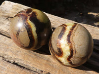 Polished Septerye (Calcite & Aragonite) Spheres x 6 From Mahajanga, Madagascar