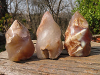 Polished Flower Agate Flame Sculptures  x 6 From Madagascar