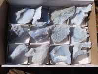 Natural Etched Blue Chalcedony Specimens  x 12 From Nsanje, Malawi