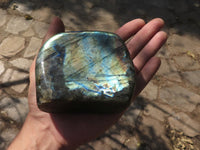 Polished Flashy Blue & Gold Labradorite Standing Free Forms  x 2 From Tulear, Madagascar - TopRock