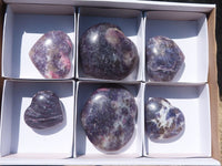 Polished Purple Lepidolite Hearts  x 6 From Madagascar - TopRock