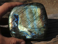 Polished Flashy Blue & Gold Labradorite Standing Free Forms  x 2 From Tulear, Madagascar - TopRock