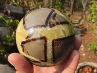 Polished Septaria Spheres x 3 From Madagascar