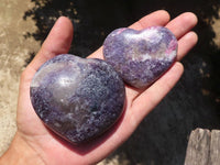 Polished Purple Lepidolite Hearts  x 6 From Madagascar - TopRock