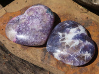 Polished Purple Lepidolite Hearts  x 6 From Madagascar - TopRock