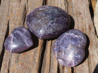 Polished Purple Lepidolite Hearts  x 6 From Madagascar - TopRock