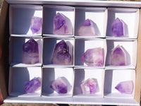 Polished Small Window Amethyst Points x 12 From Ankazobe, Madagascar