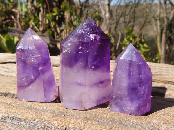 Polished Small Window Amethyst Points x 12 From Ankazobe, Madagascar