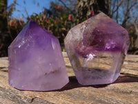 Polished Small Window Amethyst Points x 12 From Ankazobe, Madagascar