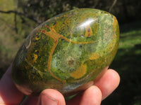 Polished Vibrant Green Opal Standing Free Forms x 3 From Antsirabe, Madagascar - TopRock