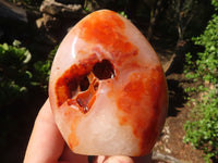 Polished Carnelian Agate Standing Free Forms  x 3 From Madagascar - Toprock Gemstones and Minerals 