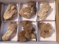 Natural Smokey Phantom Quartz Clusters x 6 From Luena, Congo