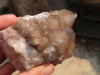 Natural Smokey Phantom Quartz Clusters x 6 From Luena, Congo