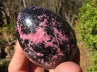 Polished Rhodonite Gemstone Eggs x 6 From Madagascar