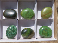 Polished Large Green Verdite Palm Stones  x 6 From Zimbabwe - TopRock