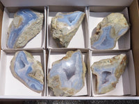 Polished One Side Polished Blue Lace Agate Geodes  x 6 From Malawi - TopRock