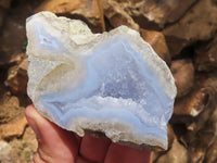 Polished One Side Polished Blue Lace Agate Geodes  x 6 From Malawi - TopRock