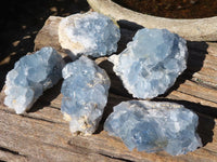 Natural Blue Celestite Crystal Specimens  x 5 From Sakoany, Madagascar - Toprock Gemstones and Minerals 