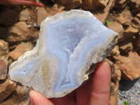 Polished One Side Polished Blue Lace Agate Geodes  x 6 From Malawi - TopRock