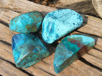 Polished Blue Shattuckite Free Forms  x 4 From Namibia