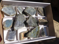 Polished One Side Polished Purple Flash Labradorite Slabs  x 12 From Tulear, Madagascar