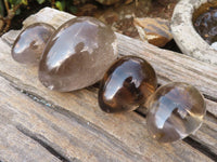 Polished  Stunning Smokey Quartz Gemstone Eggs  x 4 From Madagascar