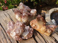 Natural Red Hematoid Quartz Clusters x 2 From Karoi, Zimbabwe