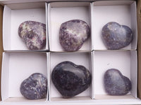 Polished Purple Lepidolite Hearts  x 6 From Madagascar - TopRock