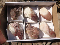 Natural Red Hematoid Phantom Quartz Specimens x 6 From Karoi, Zimbabwe