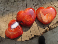 Polished Carnelian Agate Hearts  x 12 From Madagascar