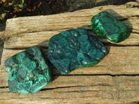 Polished Malachite Free Forms x 3 From Kolwezi, Congo