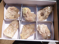 Natural Cascading White Phantom Smokey Quartz Clusters  x 6 From Luena, Congo - Toprock Gemstones and Minerals 