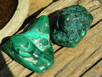 Polished Malachite Free Forms With Stunning Flower & Banding Patterns x 2 From Congo - Toprock Gemstones and Minerals 