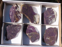 Polished One Side Polished Purpurite Free Forms With Matte Finish x 6 From Erongo, Namibia