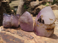 Polished Smokey Amethyst Window Quartz Crystals  x 3 From Madagascar - TopRock