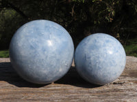 Polished Large Baby Blue Calcite Spheres x 2 From Ihadilalana, Madagascar - TopRock