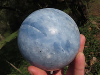 Polished Large Baby Blue Calcite Spheres x 2 From Ihadilalana, Madagascar - TopRock