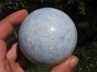 Polished Large Baby Blue Calcite Spheres x 2 From Ihadilalana, Madagascar - TopRock