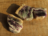 Polished Watermelon Fluorite Slices  x 12 From Namibia