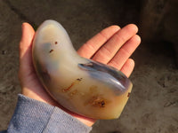 Polished Groovy Agate Standing Free Forms x 2 From Madagascar