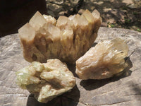 Natural Cascading Smokey Phantom Quartz Clusters  x 3 From Luena, Congo - TopRock