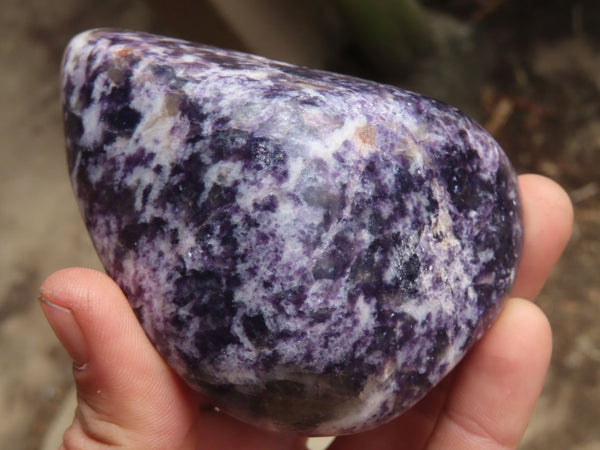 Polished Purple Lepidolite Standing Free Forms  x 6 From Zimbabwe