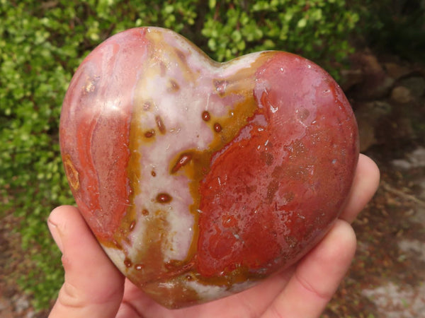 Polished Extra Large Polychrome Jasper Hearts  x 2 From Madagascar