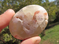 Polished Stunning Semi Translucent Coral Flower Agate Palm Stones  x 24 From Madagascar - TopRock