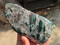 Polished Rare Emerald Mica In Matrix Standing Free Forms x 2 From Mutoko, Zimbabwe