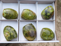 Polished Small Green Opal Standing Free Forms  x 6 From Madagascar - Toprock Gemstones and Minerals 