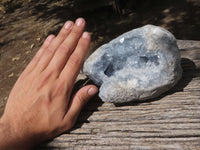 Natural Blue Celestite Geode Specimens With Nice Optic Crystals  x 2 From Sakoany, Madagascar - TopRock